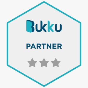 WhatsApp Image 2026-04-23 at 094835 - Vyra Shine | One-Stop Business Services for Startups & SMEs Diamond-shaped badge with teal border, BUKKU logo, the word PARTNER, and a row of gray stars